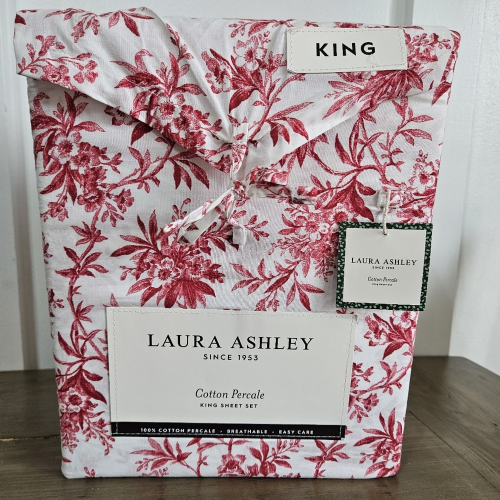 Laura Ashley KING Sheet Set Red 4pc